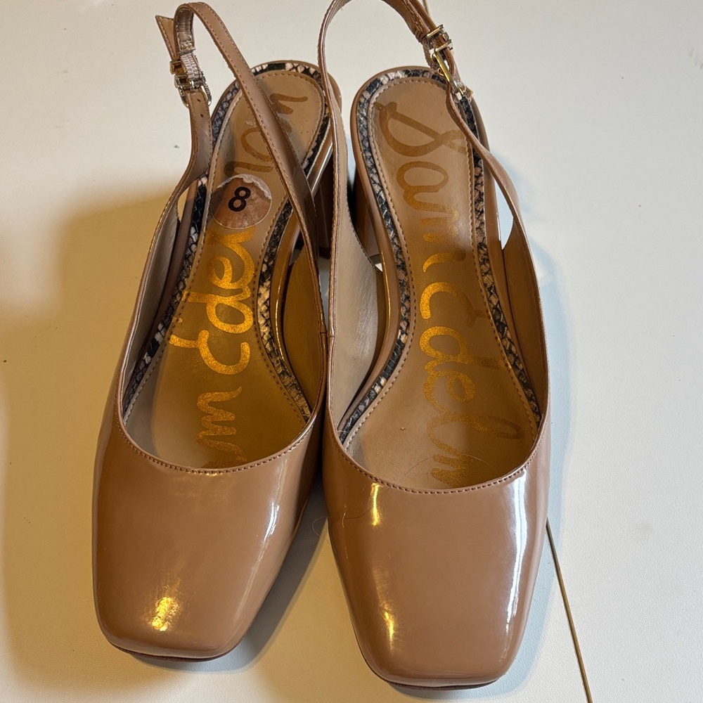 Sam Edelman Nude Patent Slingback Heels